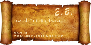 Eszlári Barbara névjegykártya
